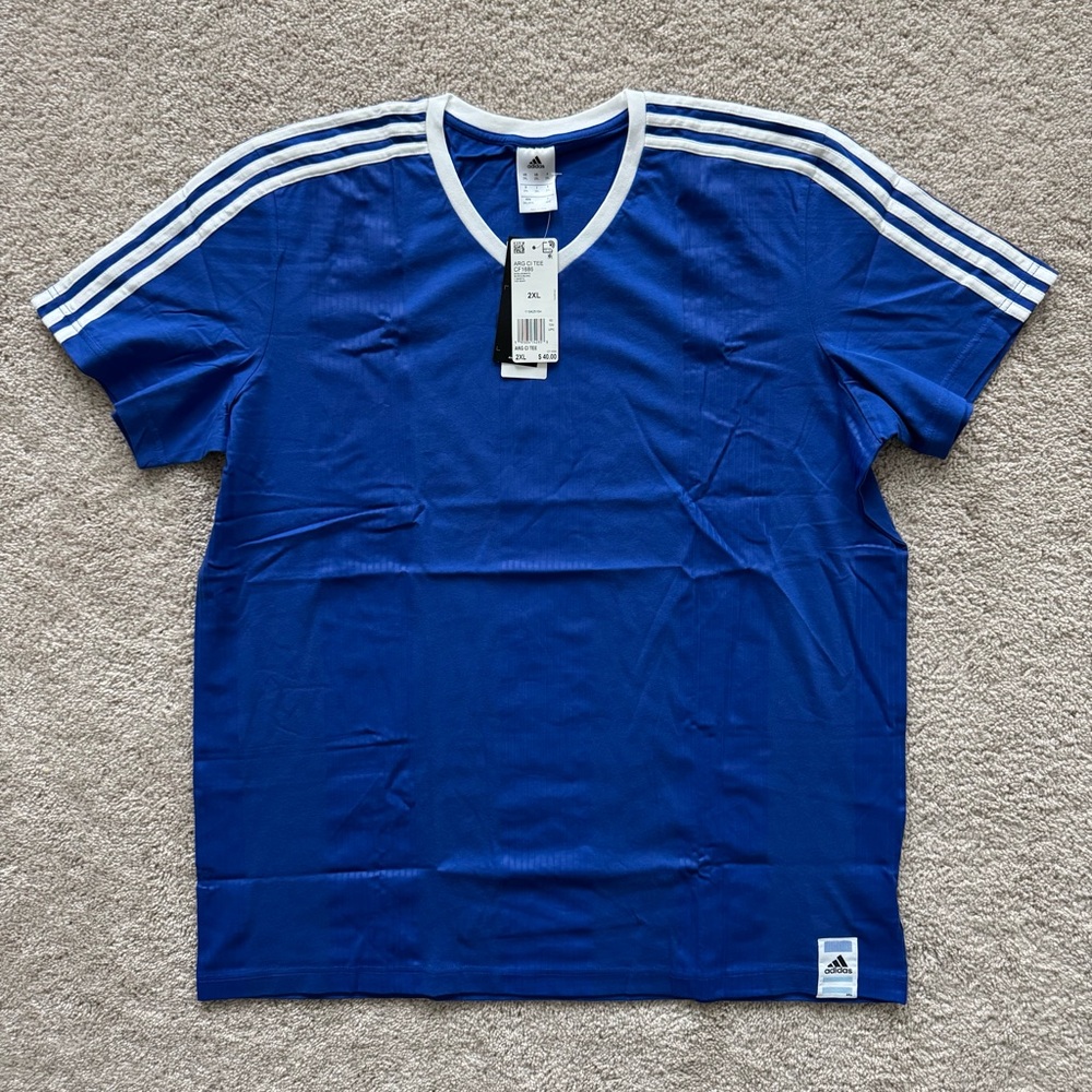 Adidas Argentina Retro Soccer Tee Shirt Men Size 2XL NEW